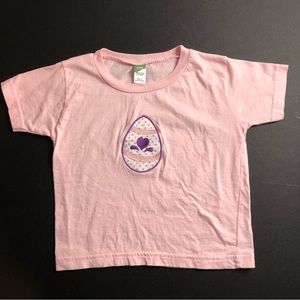 Small Boutique Pink Easter Egg Embroidered Tee Size 3T
